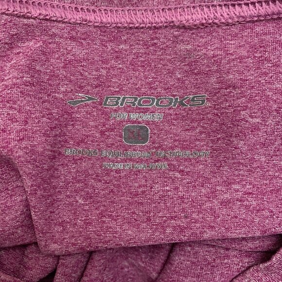 Brooks Size XL Top Long Sleeve Activewear Shirt Heathered Purple Floral Sleeve - Picture 5 of 7